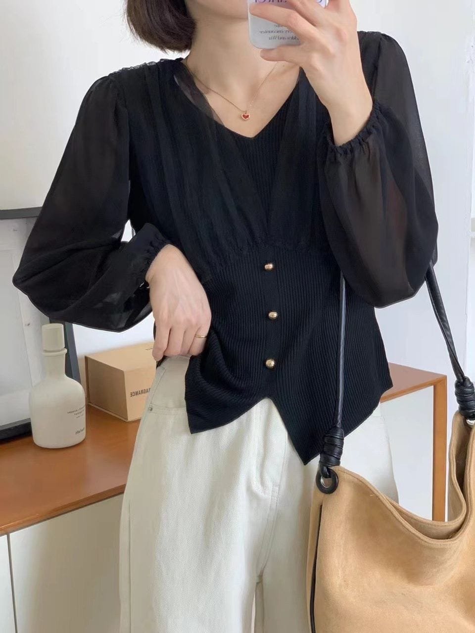 Riley Mesh Tops - Black image