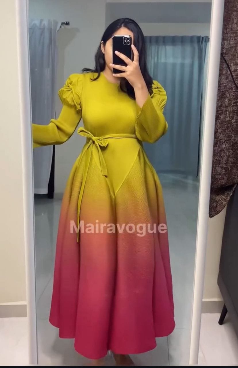 Jada Pleated Gradient Dress - Yellow image