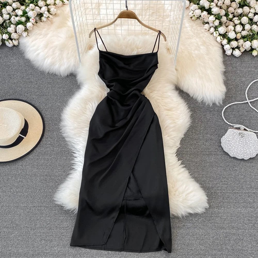 Cosmo Satin Dress - Black image