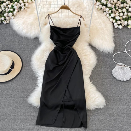 Cosmo Satin Dress - Black image