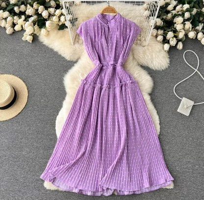 Polly Heart Pleated Dress - Lilac image