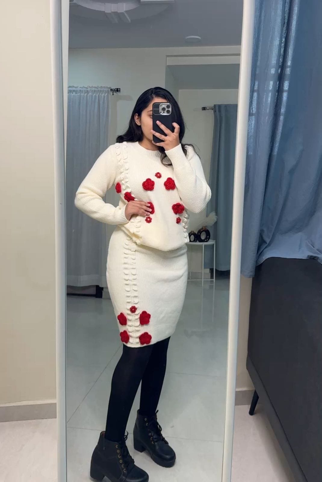 Olga Embroidered Knit Co-Ords - White image