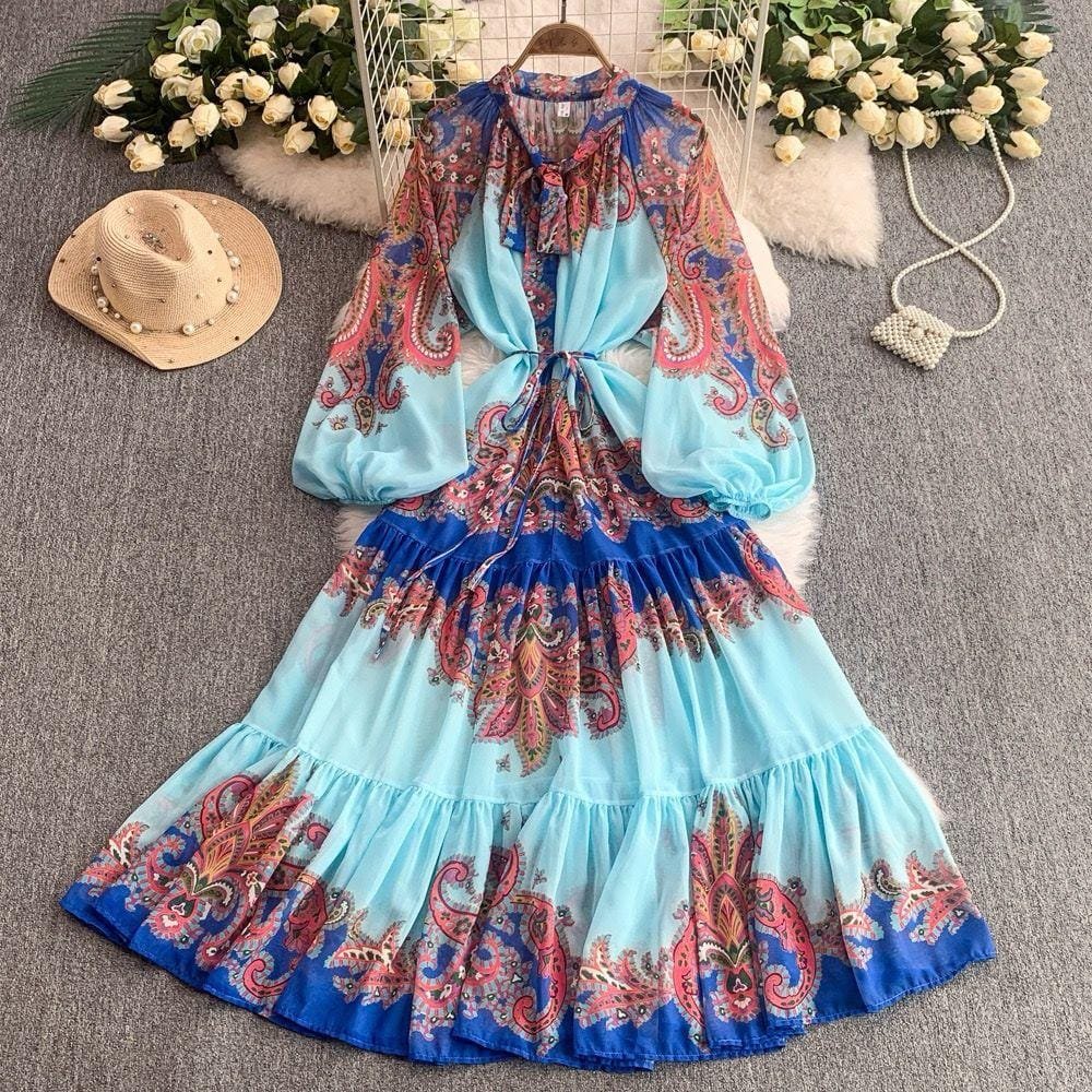 Sade Georgette Printed Dress - Blue image