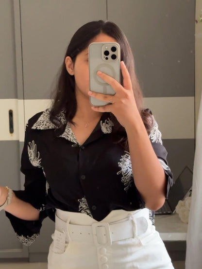 Enya Satin Shirts - Black image