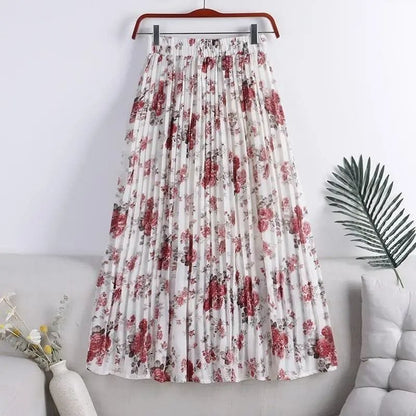 Hinata Floral Pleated Skirts - White image