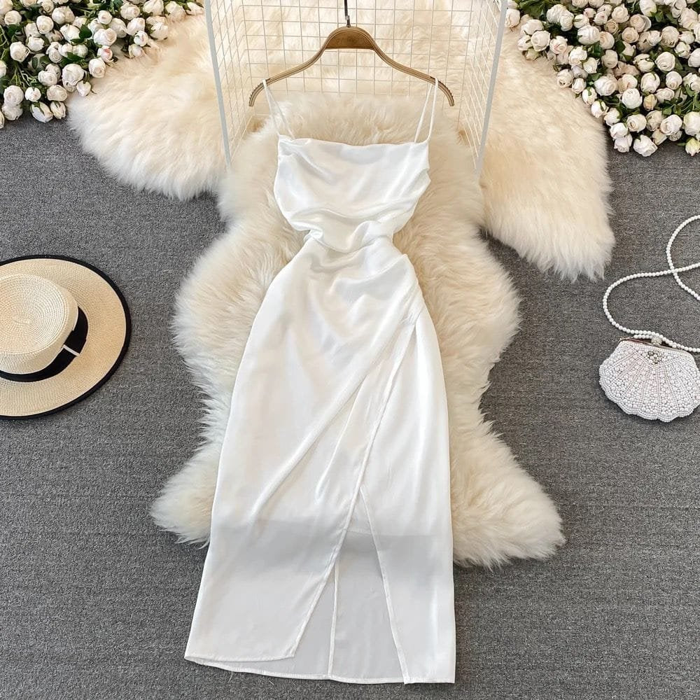 Cosmo Satin Dress - White image