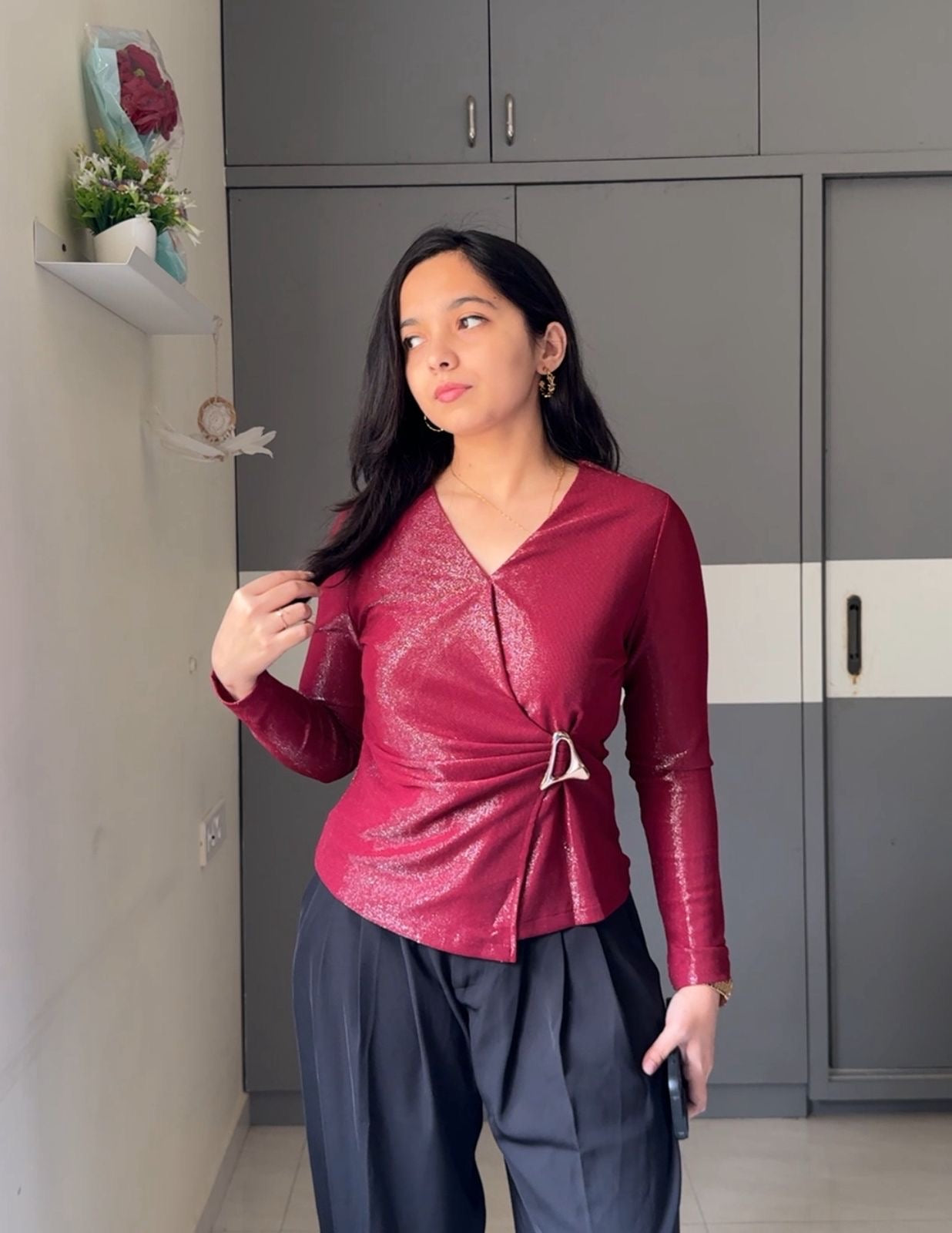 Ruri Shimmer Wrap Top