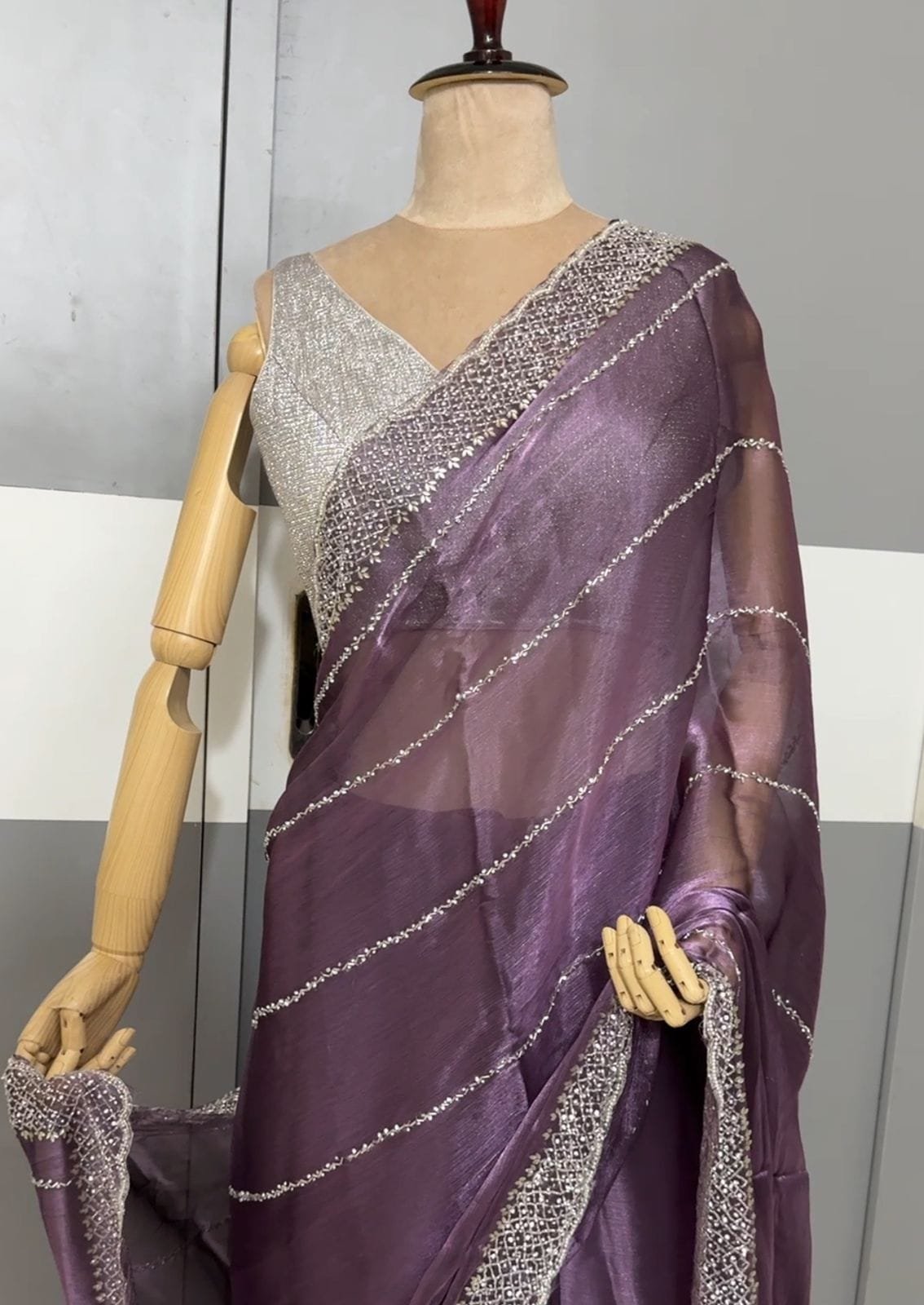 Premium Organza Silk Shimmer Sarees image 1