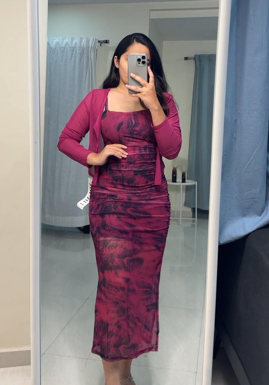 Sarah Mesh Dress With Shrug - Pink image