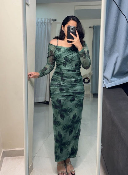 Sevyn Floral Mesh Bodycon - Green image