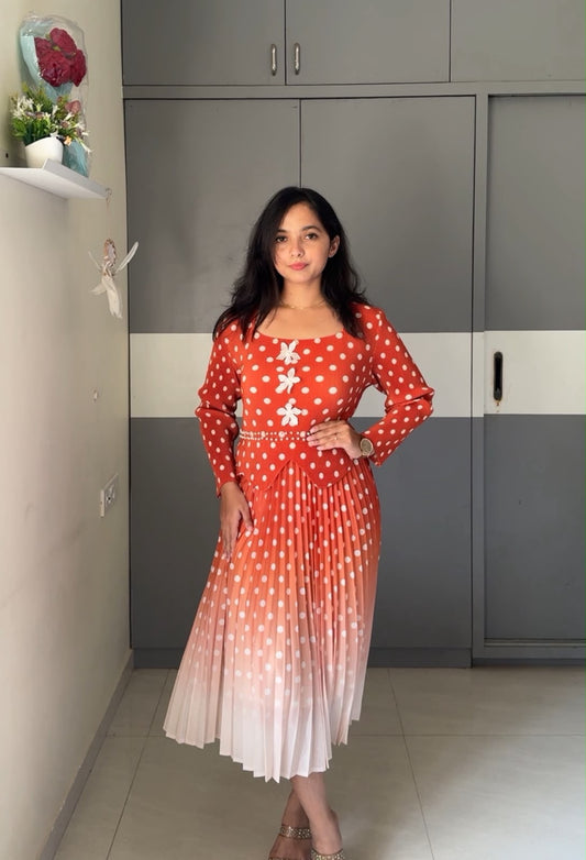 Jia Polka Dot Pleated Dress