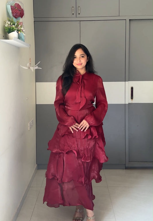 Poi Organza Ruffle Dress