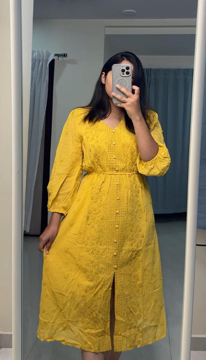 Tia Cotton Dress - Yellow image
