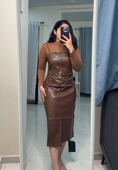 Ares Leather Co-Ords - Brown, S image