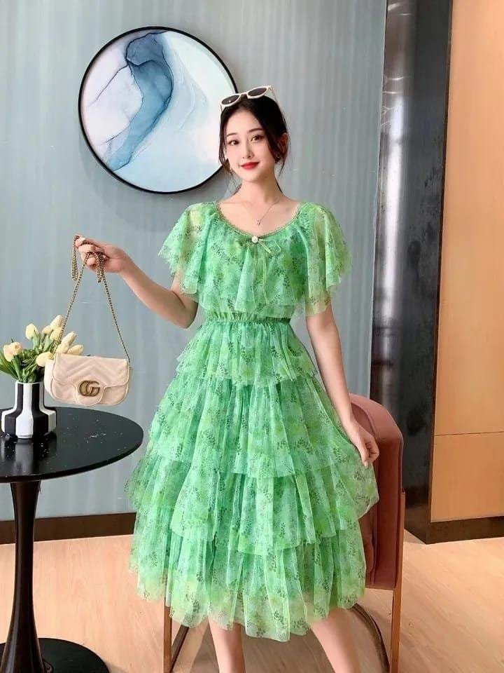 Birdie Organza Flutter Dress - Green image