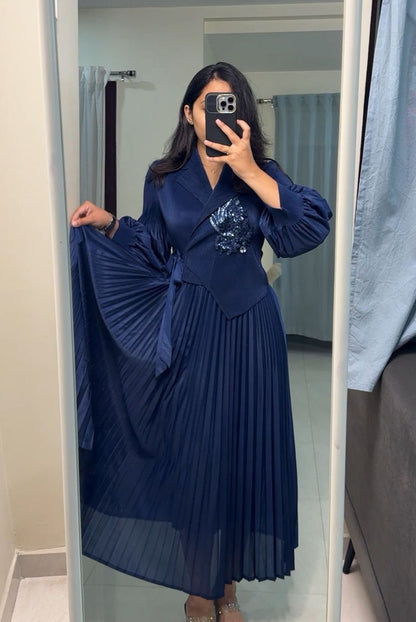 Serene Grace Pleated Patchwork Dress image 6
