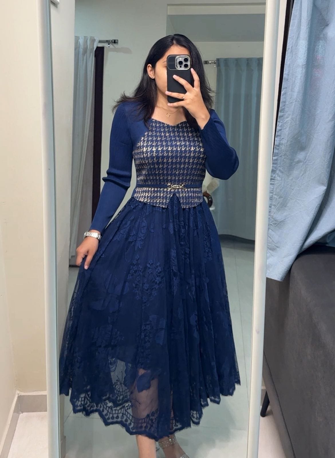 Tracy Elegant Lace Pleated Dress image 2