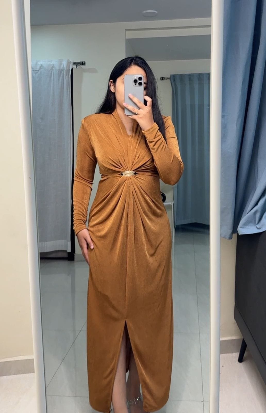 Suki Solid Twist Longline Dress - Mustard image