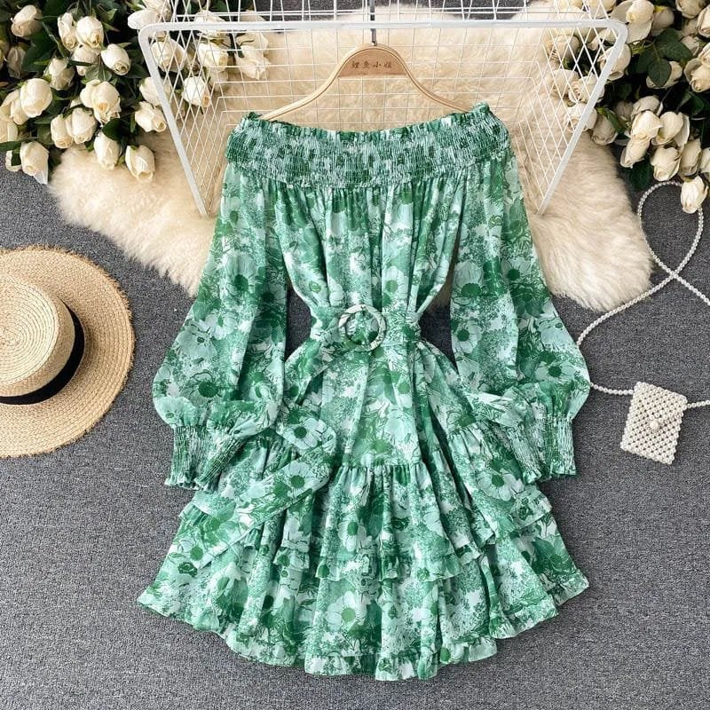 Emily On/Off Shoulder Dress - Green image