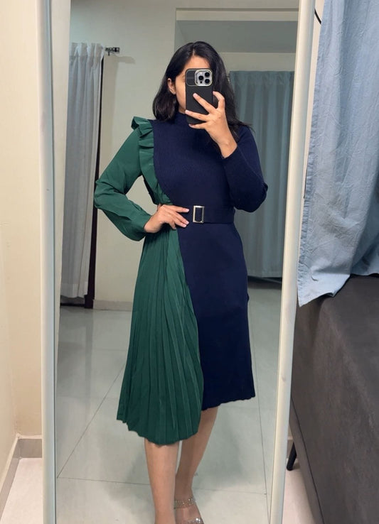 Welda Knit & Satin Panel Dress image 0