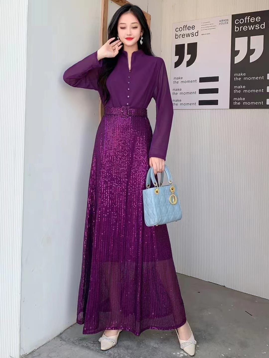 Bethany Sequin Dress - Purple image