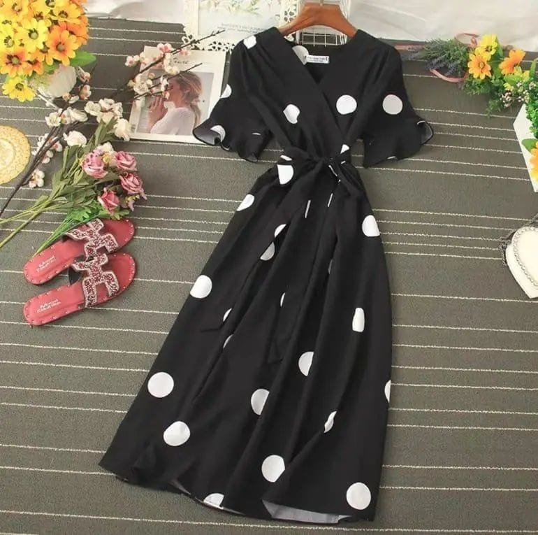 Michel Polka Dot Dress - Black image