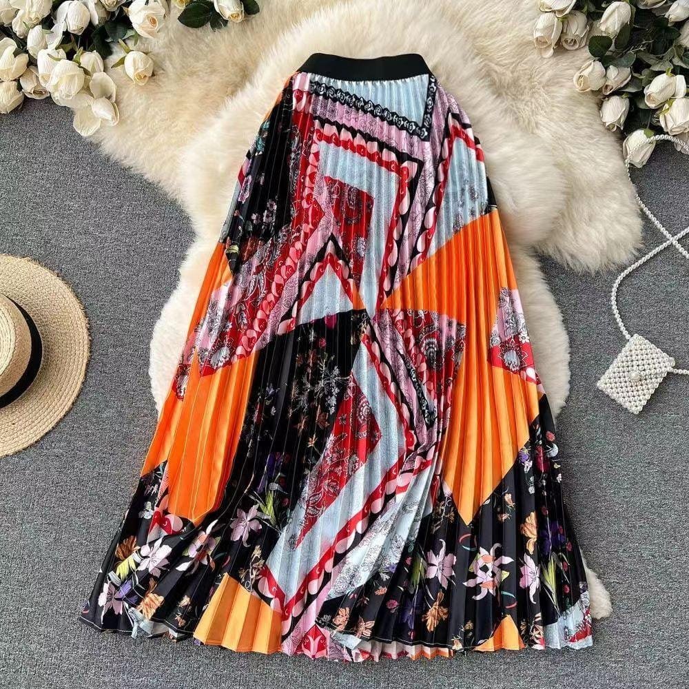 Orange Printed Skirt image 0