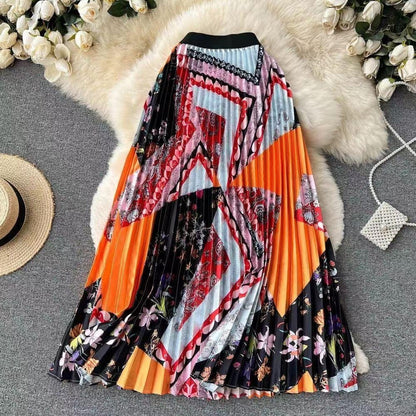 Orange Printed Skirt image 0