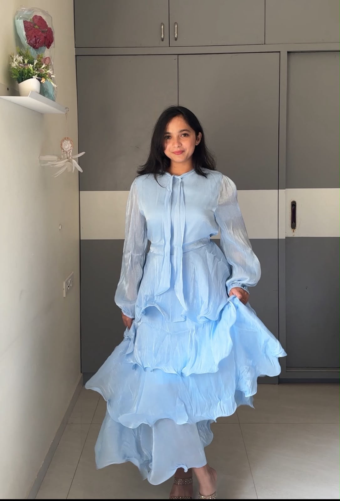 Poi Organza Ruffle Dress