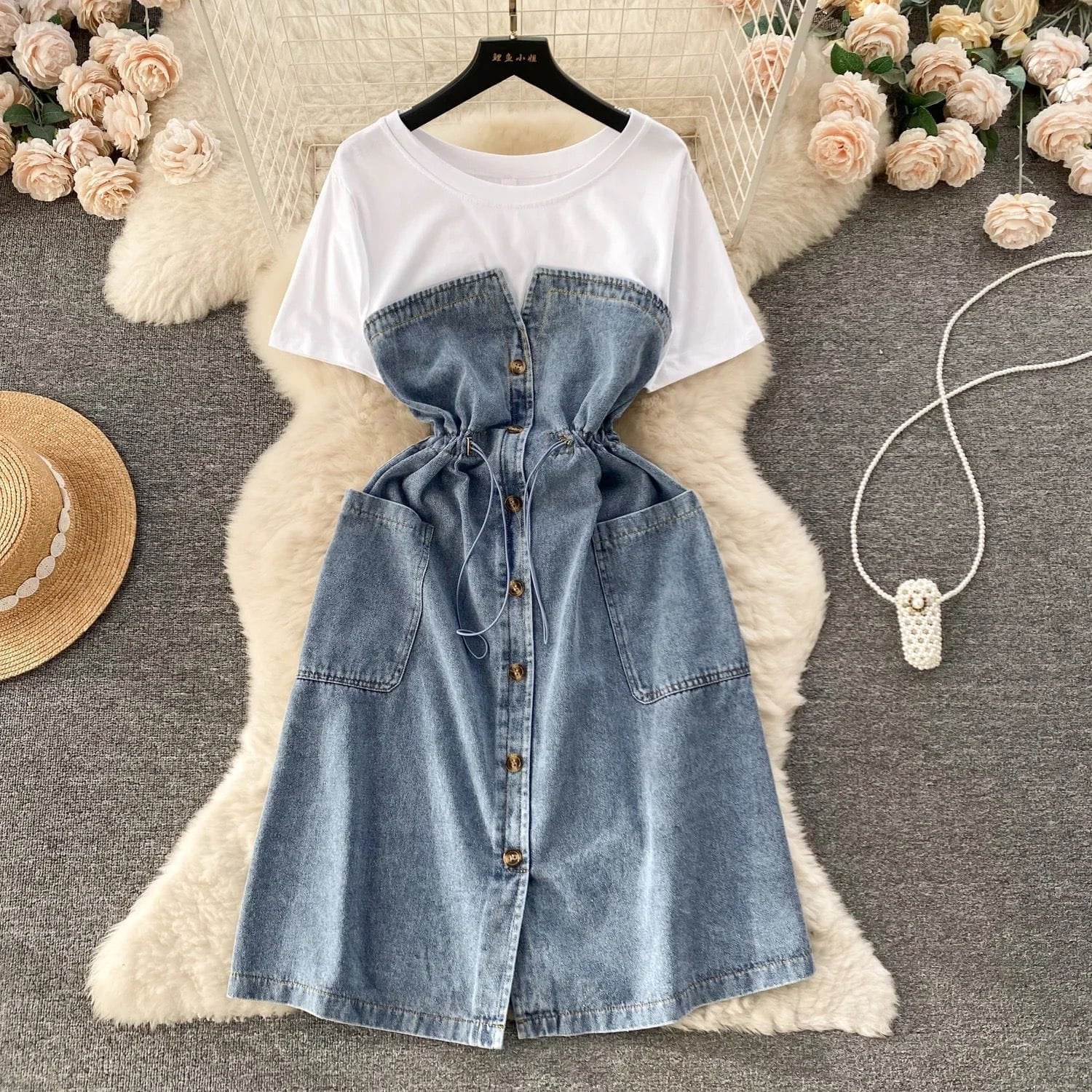 Shane Denim Dress - White image