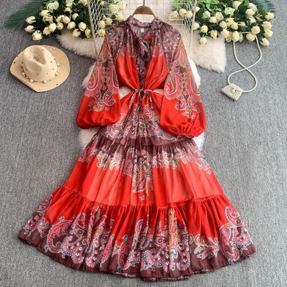 Sade Georgette Printed Dress - Red image
