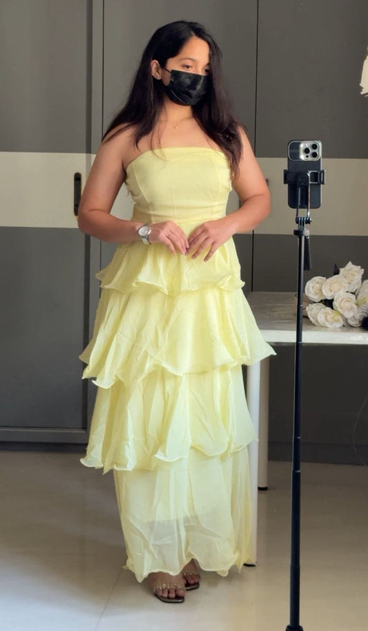 Sunshine Glow Strapless Ruffle Gown image 0
