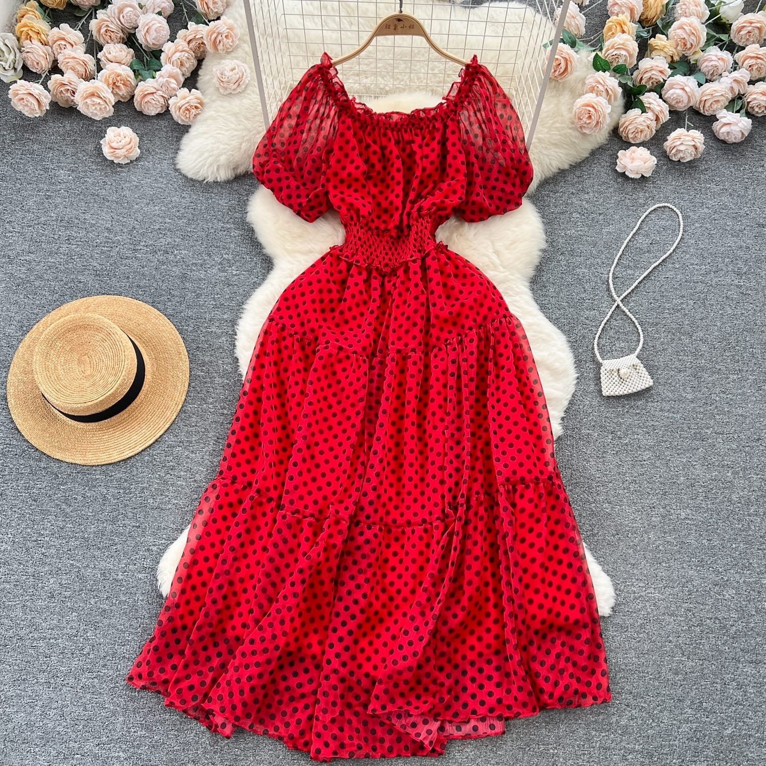 Rimmy Polka Dots Dress - Red image