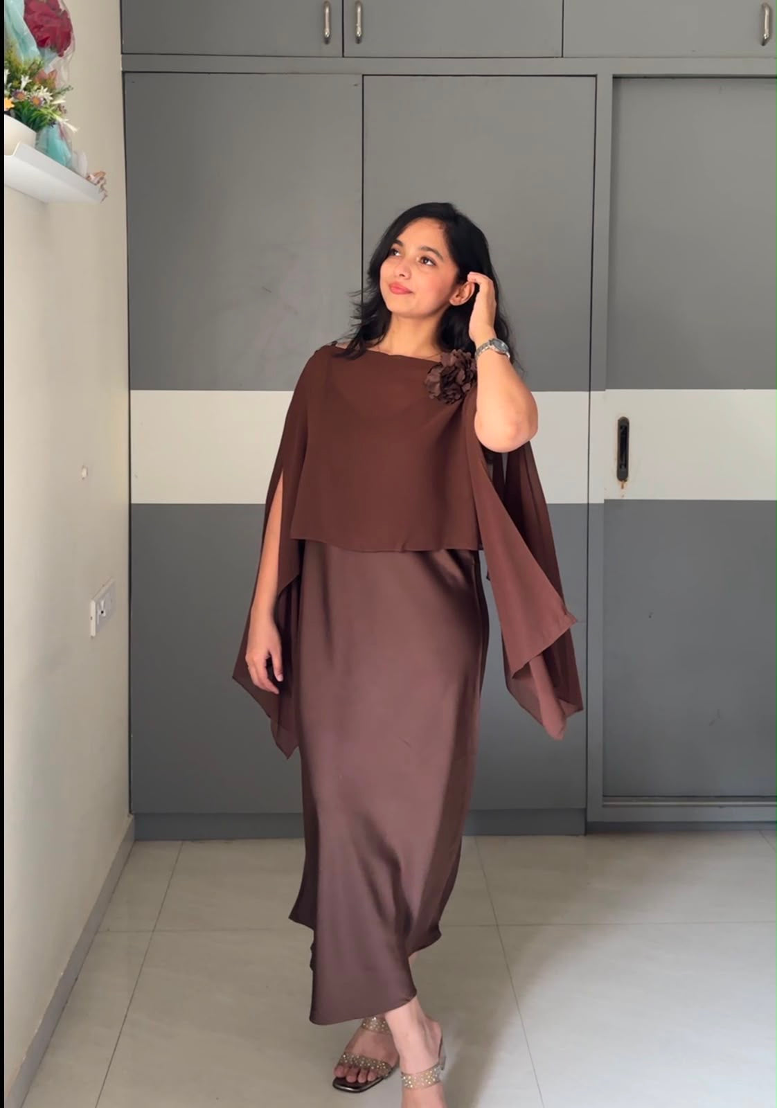 Leno Caped Dress
