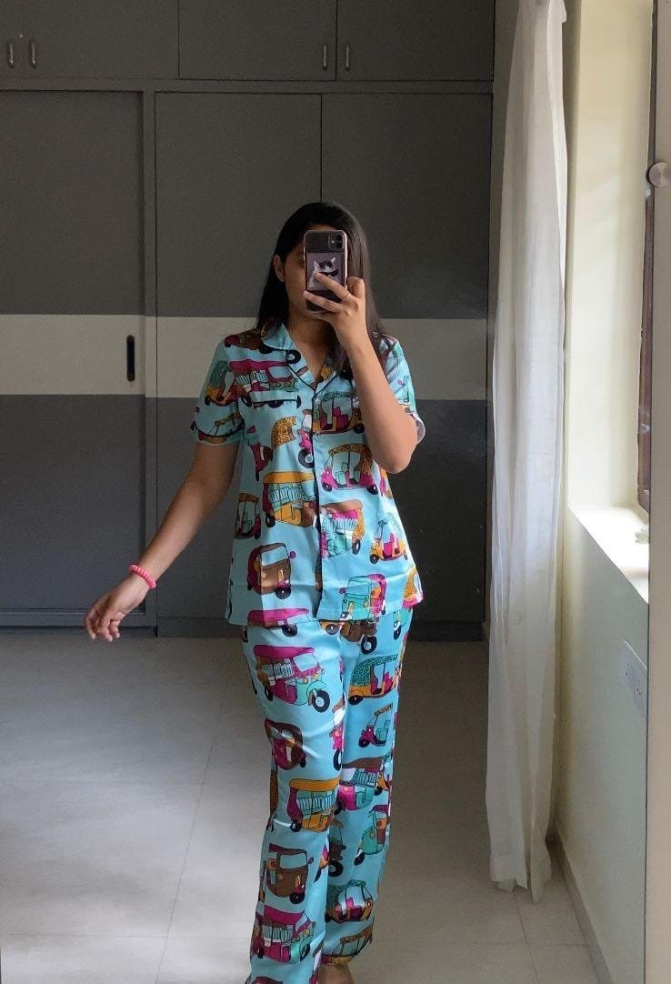 Satin Printed Night Suits image 3