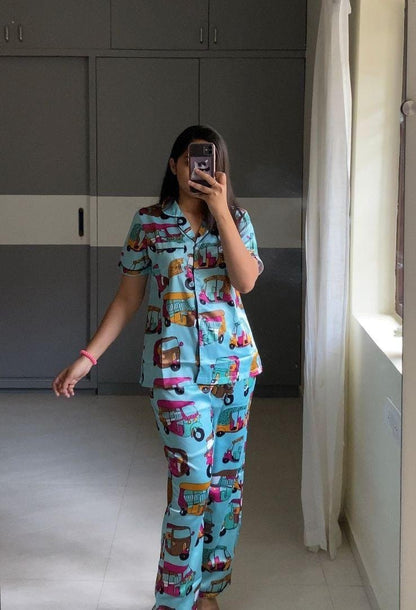 Satin Printed Night Suits image 3