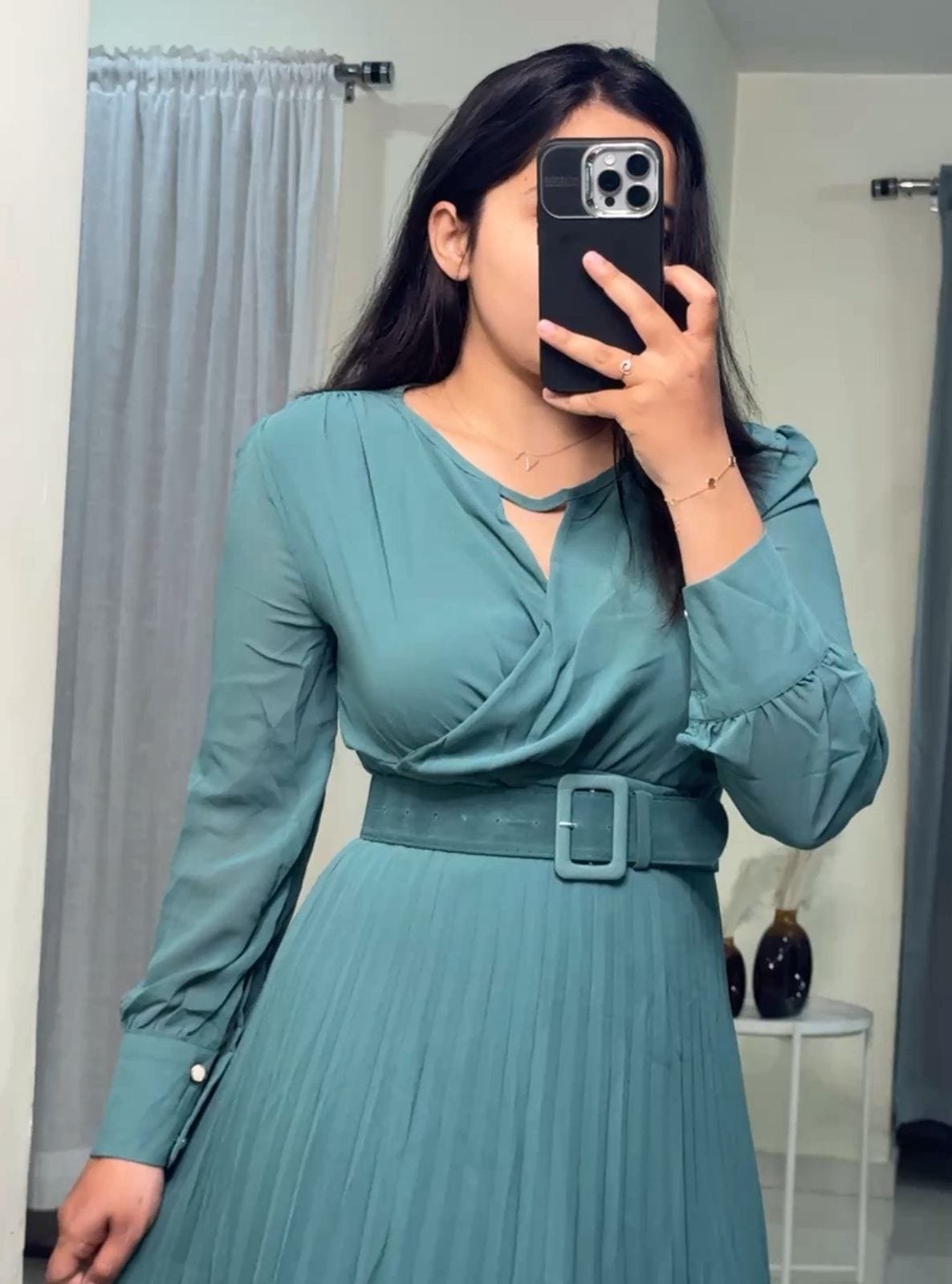 Pleated Belted Dress image 1