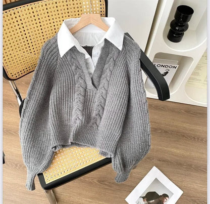 Chen Fake Collar Sweaters image 1