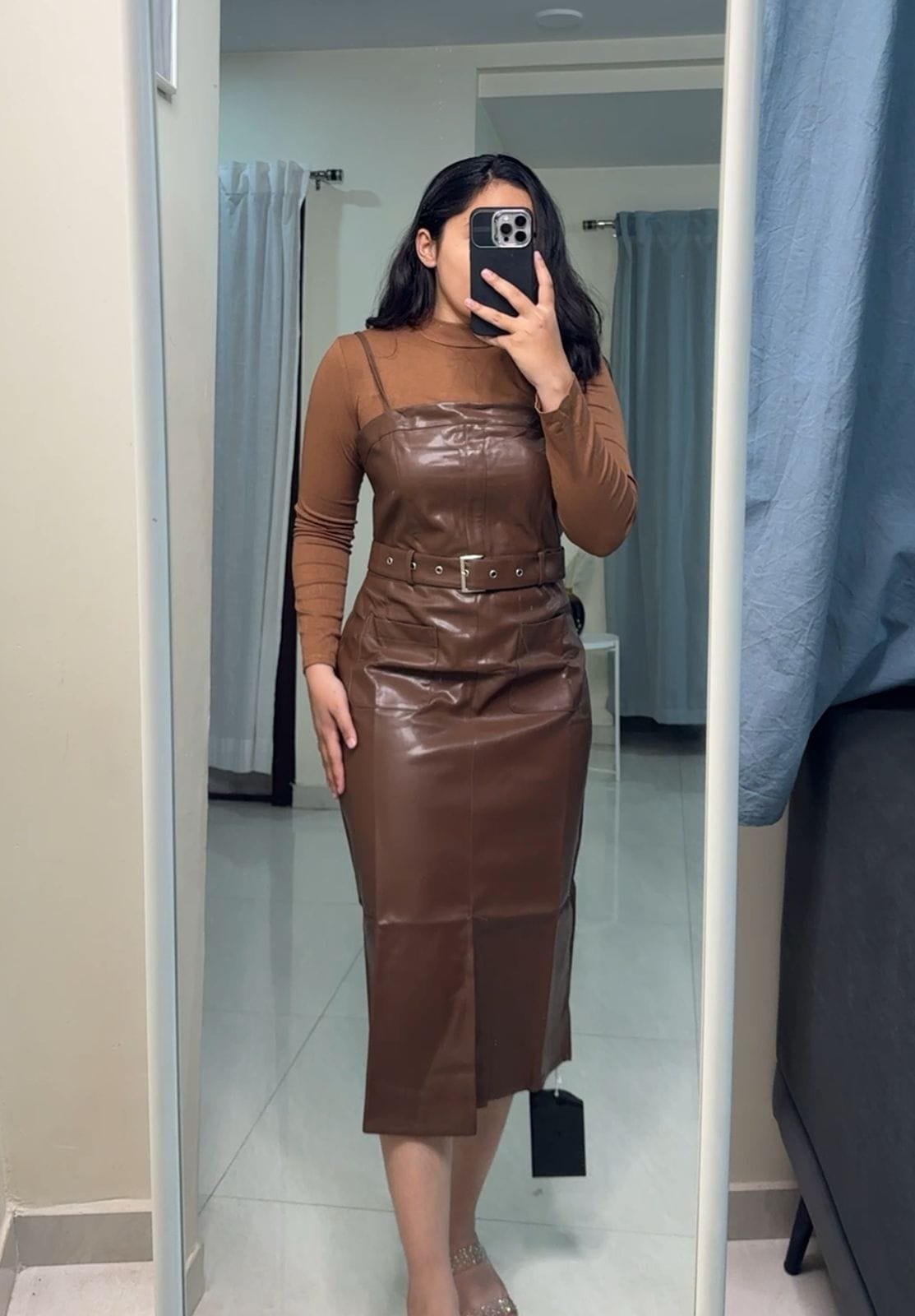 Ares Leather Co-Ords - Brown, M image