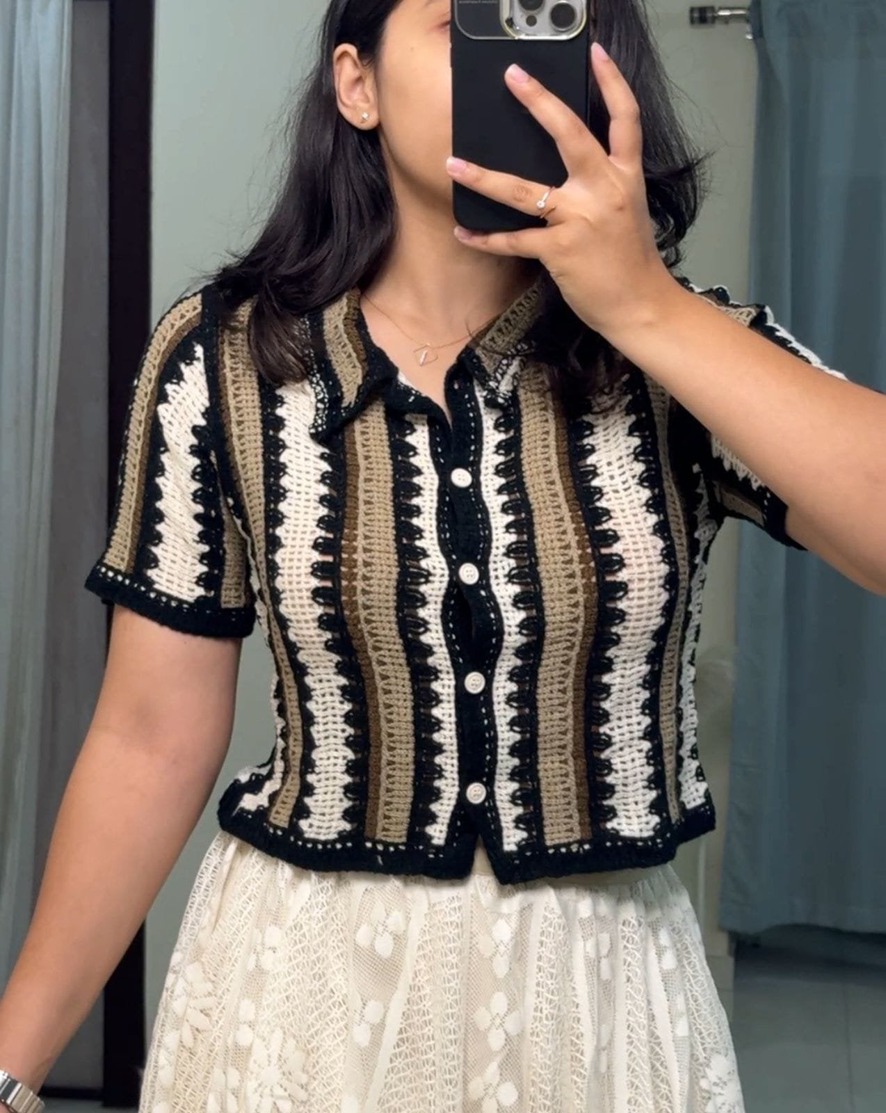 Manya Crochet Knit Tops - 2 image