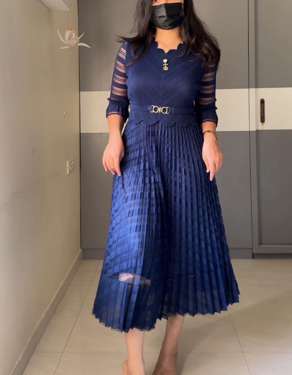 Saya Pleated Midi Dress