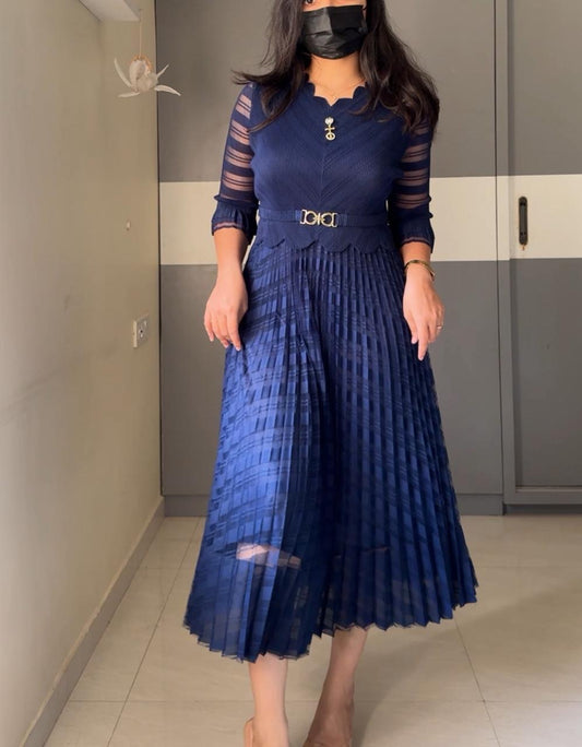 Saya Pleated Midi Dress