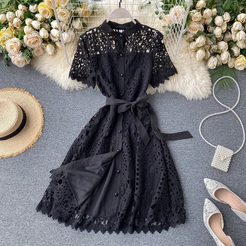 Antonia Lace Dress - Black image