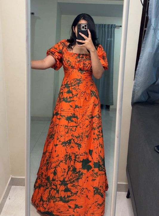 Sady Satin Printed Long Dress image 0