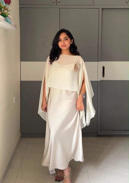 Leno Caped Dress