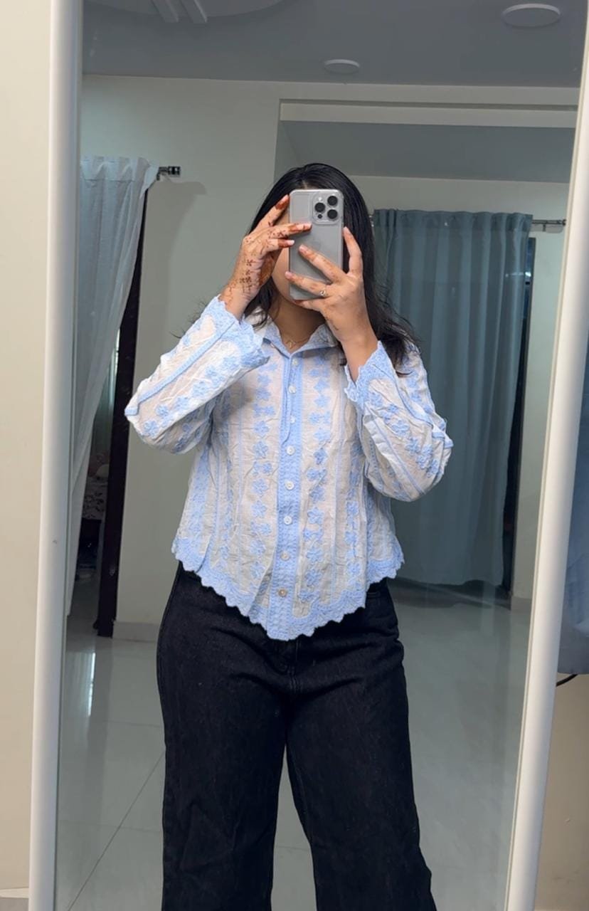 Nirmi Embroidered Shirts - Light Blue image