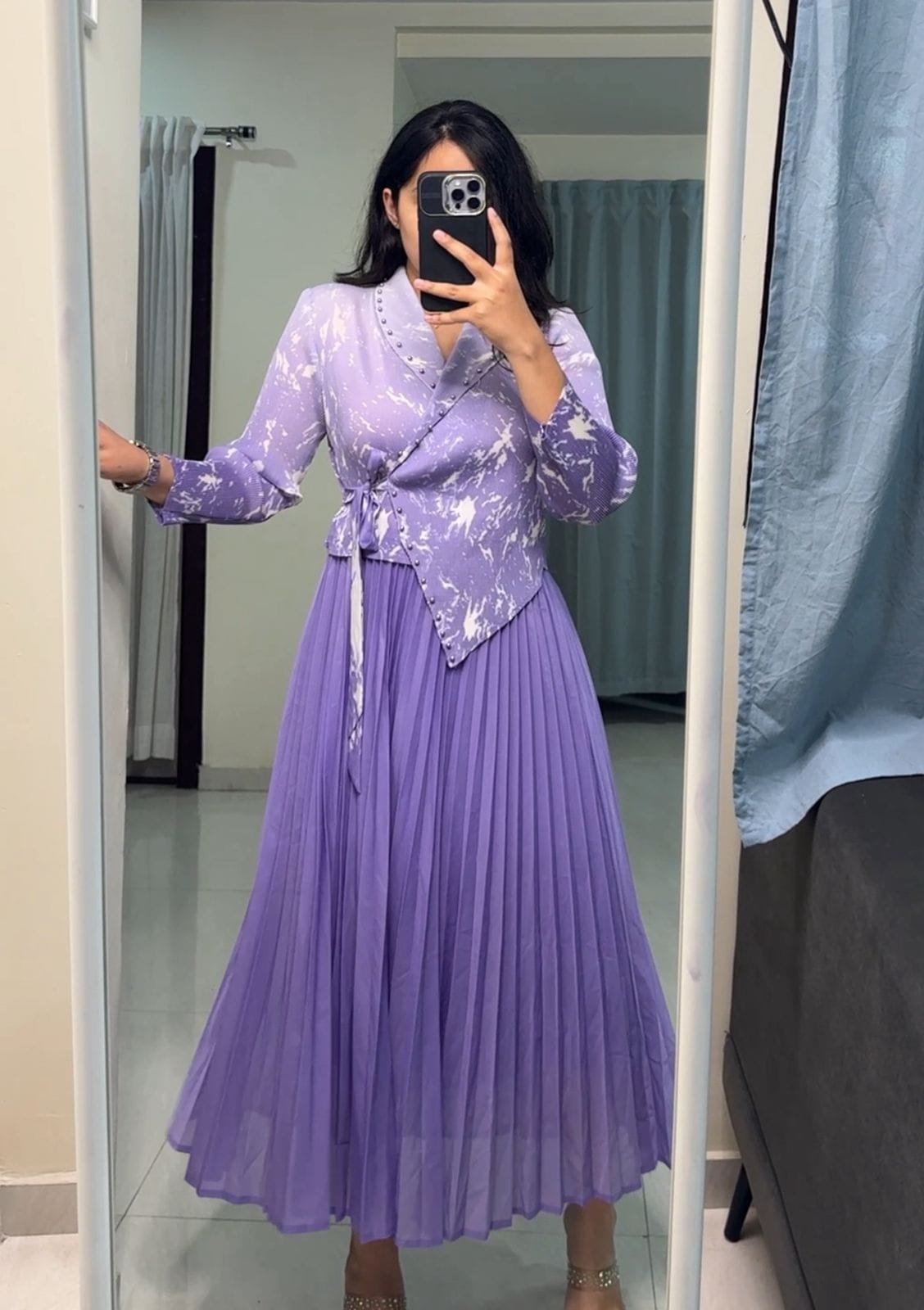 Isis Finely Pleated Dress - Lilac image