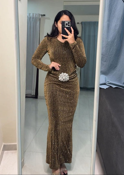Seren Shimmer Bodycon - Brown image