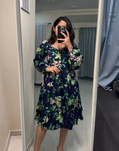 Floral Midi Dress - Green image