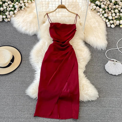 Cosmo Satin Dress - Maroon image